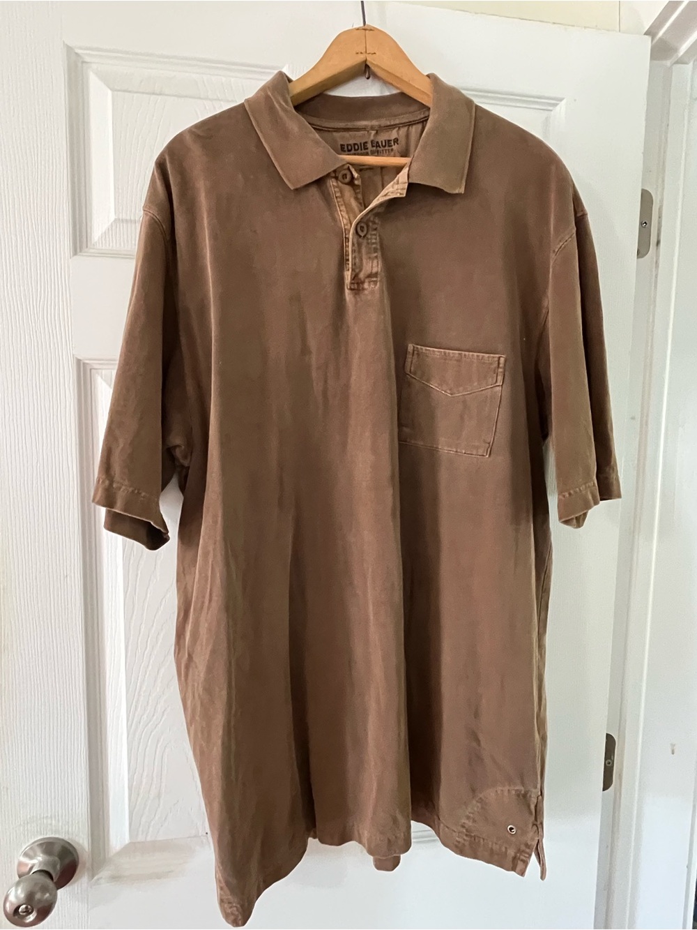 Eddie Bauer Brown Short-Sleeve Pocket Polo